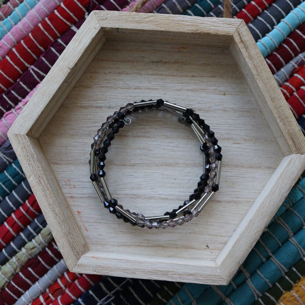 Dainty Beaded Spiral Bracelet